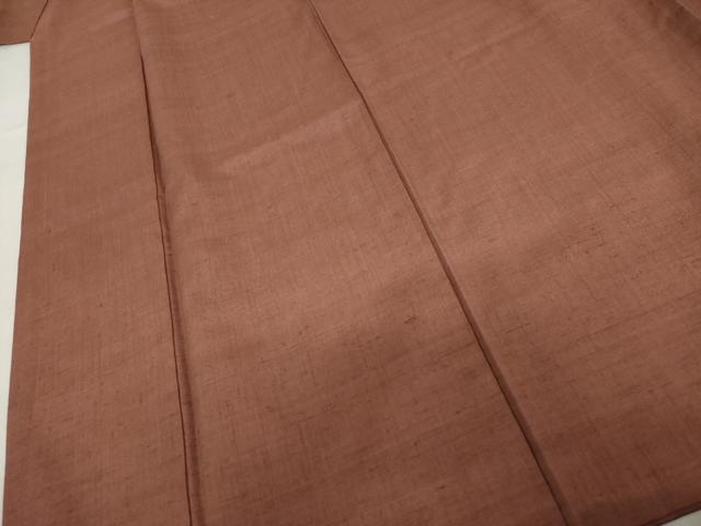 平和屋着物●結城紬　色無地　蘇芳香色　正絹　逸品　AABM2121cs