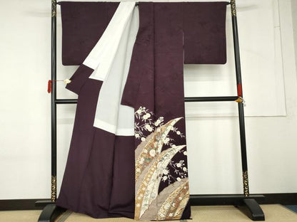平和屋着物●豪華色留袖　吉祥枝花文　金彩　正絹　逸品　AABM2125cs