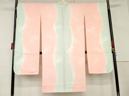 平和屋着物●振袖用長襦袢　袷　花扇地紋　暈し染め　正絹　逸品　AABM2127cs