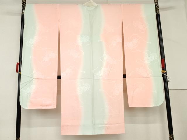 平和屋着物●振袖用長襦袢　袷　花扇地紋　暈し染め　正絹　逸品　AABM2127cs