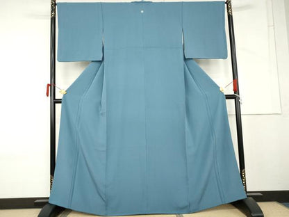 平和屋着物●上質な色無地　縹色　正絹　逸品　AABM2129cs