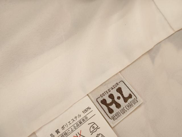 平和屋着物●H・L（アッシュエル）　HENRI-LUC CHAPUIS　振袖　草花文　黒地　洗える着物　AABM2132cs