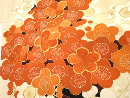 平和屋着物●豪華振袖　駒刺繍　枝梅　金糸　金彩　正絹　逸品　AABM2134cs