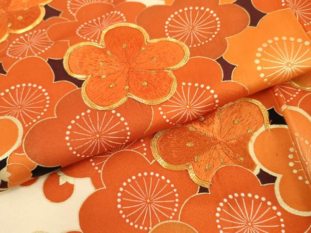 平和屋着物●豪華振袖　駒刺繍　枝梅　金糸　金彩　正絹　逸品　AABM2134cs