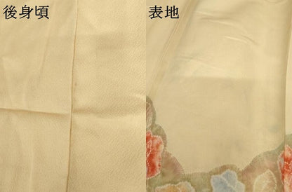平和屋着物●訪問着　絞り　草花文　薔薇　正絹　逸品　AABM2149cs