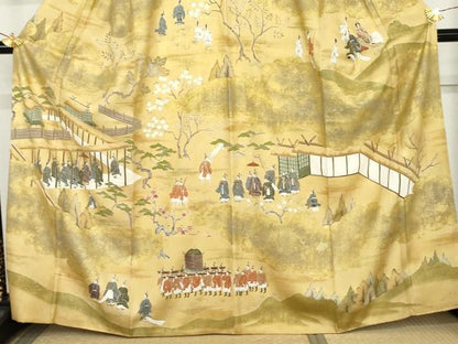 平和屋着物●訪問着　人物風景文　金彩　正絹　逸品　AABM2154cs