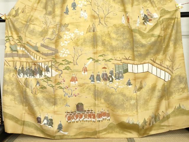 平和屋着物●訪問着　人物風景文　金彩　正絹　逸品　AABM2154cs