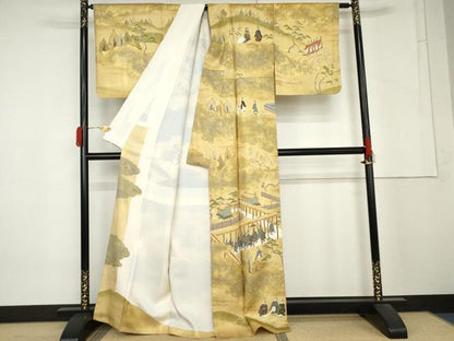 平和屋着物●訪問着　人物風景文　金彩　正絹　逸品　AABM2154cs