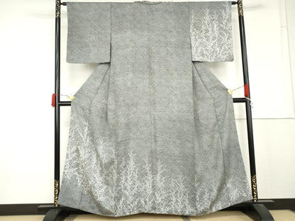 平和屋着物●訪問着　枝花文　たたき染め　正絹　逸品　AABM2157cs