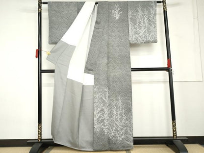 平和屋着物●訪問着　枝花文　たたき染め　正絹　逸品　AABM2157cs
