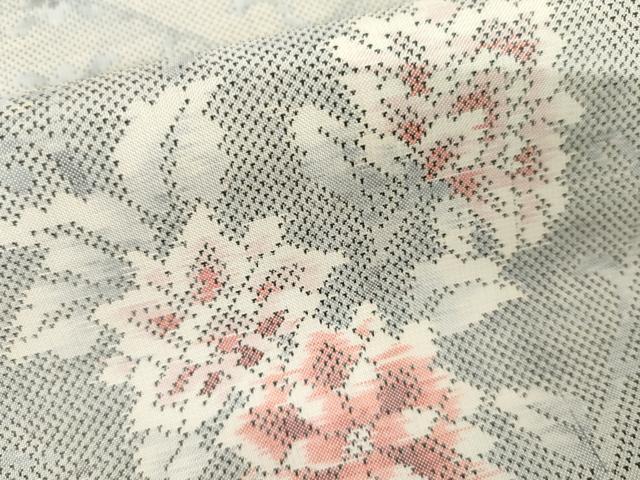 平和屋着物●本場大島紬　白大島　9マルキ　桑原織物謹製　切嵌更紗花文　証紙付き　正絹　逸品　未使用　AABM2159cs