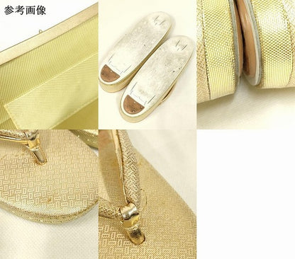 平和屋着物▼和装小物　和装バッグ・草履セット　佐賀錦　ハンドバッグ　クラッチバッグ　花柄　金糸　逸品　AABM2163ay