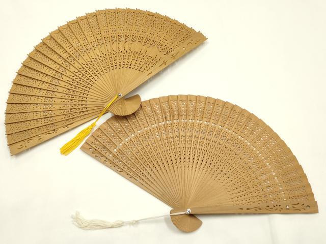 平和屋着物▼和装小物　扇子　まとめて10点　中国工芸扇子　白檀扇　木製　BALI　逸品　AABM2171ay