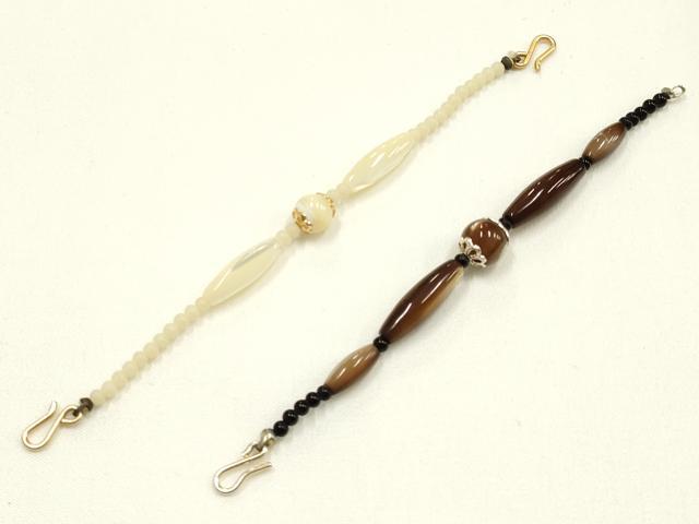 平和屋着物▼和装小物　羽織紐　まとめて10点　パール　シェル　天然石　金銀糸　逸品　AABM2175ay