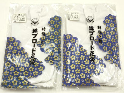 平和屋着物▼和装小物　足袋　まとめて5点　福助　白　4枚コハゼ　24.0cm　逸品　未使用　AABM2191ay