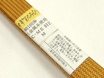 平和屋着物●和装小物　帯締め・帯揚げ・伊達衿セット　高麗組　伊賀組紐　総絞り　金通し地　正絹　逸品　未使用　AABM2218ay