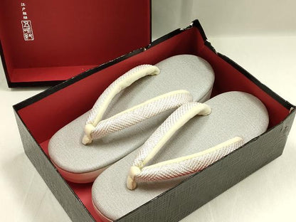 平和屋着物●無形文化財　江戸組紐　五嶋紐　和装小物　和装草履　鼻緒:網代　金銀糸　Sサイズ　逸品　AABM2226ay