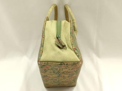 平和屋着物●和装小物　和装バッグ　ハンドバッグ　利休バッグ　流水芝花文　金糸　帯地使用　逸品　AABM2241ay