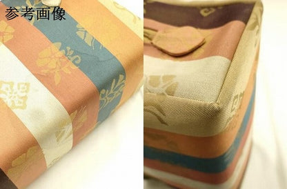 平和屋着物●和装小物　和装バッグ　ハンドバッグ　利休バッグ　縞　花蝶文　帯地使用　逸品　AABM2245ay
