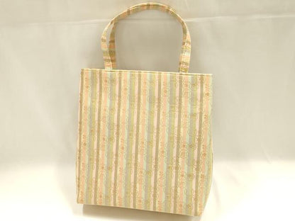 平和屋着物●和装小物　和装バッグ　ハンドバッグ　トートバッグ　縞　変わり七宝　金糸　逸品　AABM2252ay
