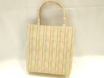 平和屋着物●和装小物　和装バッグ　ハンドバッグ　トートバッグ　縞　変わり七宝　金糸　逸品　AABM2252ay
