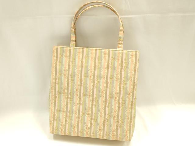 平和屋着物●和装小物　和装バッグ　ハンドバッグ　トートバッグ　縞　変わり七宝　金糸　逸品　AABM2252ay