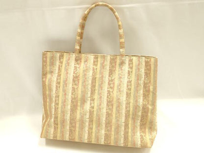 平和屋着物●和装小物　和装バッグ　ハンドバッグ　トートバッグ　花鳥文　金糸　逸品　AABM2254ay