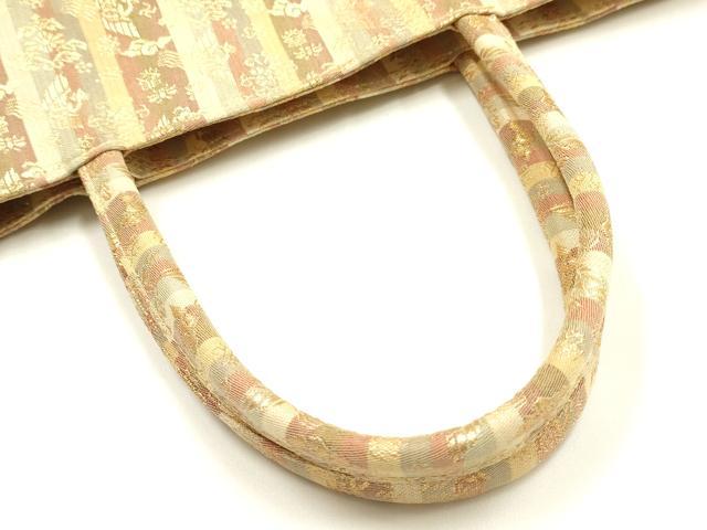平和屋着物●和装小物　和装バッグ　ハンドバッグ　トートバッグ　花鳥文　金糸　逸品　AABM2254ay