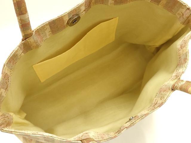 平和屋着物●和装小物　和装バッグ　ハンドバッグ　トートバッグ　花鳥文　金糸　逸品　AABM2254ay