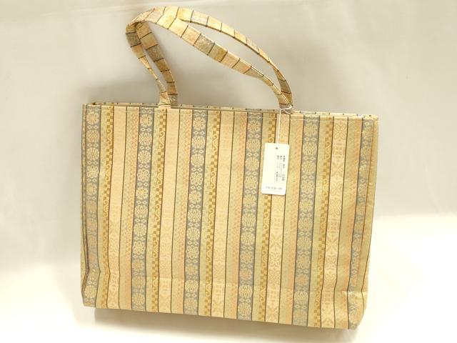 平和屋着物●和装小物　和装バッグ　ハンドバッグ　トートバッグ　花間道　金糸　逸品　未使用　AABM2255ay