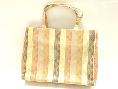平和屋着物●和装小物　和装バッグ　ハンドバッグ　トートバッグ　間道　金糸　逸品　未使用　AABM2256ay