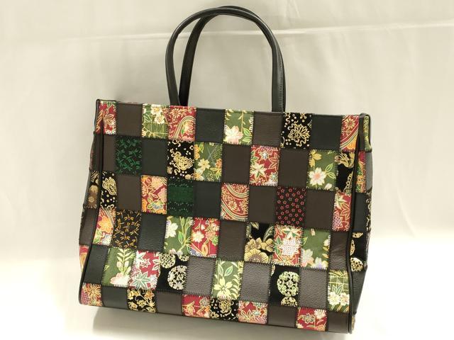 平和屋着物●和装小物　和装バッグ　ハンドバッグ　トートバッグ　印傳　花　鳥　金彩　逸品　AABM2257ay