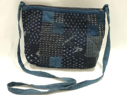 平和屋着物●和装小物　和装バッグ　久留米絣　ショルダーバッグ　パッチワーク　猫　綿　逸品　AABM2258ay