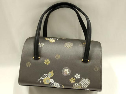 平和屋着物●和装小物　和装バッグ　ハンドバッグ　吉祥花文　瓢箪　雪輪　金糸　帯地使用　マグネット式　逸品　AABM2260ay