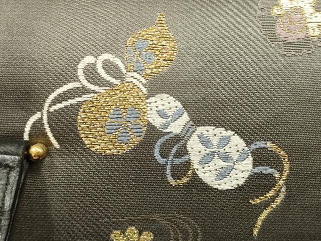 平和屋着物●和装小物　和装バッグ　ハンドバッグ　吉祥花文　瓢箪　雪輪　金糸　帯地使用　マグネット式　逸品　AABM2260ay