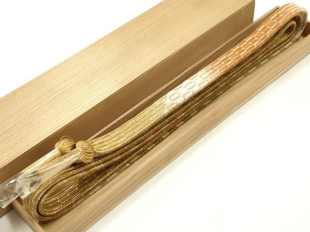 平和屋着物●和装小物　上質な帯締め　亀甲組　暈し　金糸　逸品　未使用　AABM2266ay
