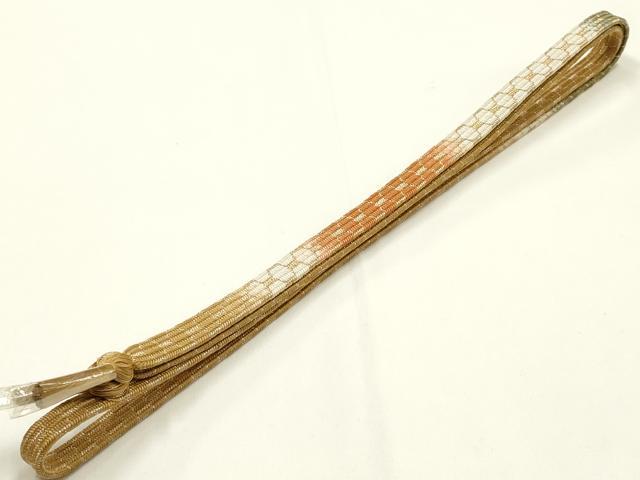平和屋着物●和装小物　上質な帯締め　亀甲組　暈し　金糸　逸品　未使用　AABM2266ay