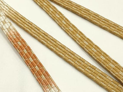 平和屋着物●和装小物　上質な帯締め　亀甲組　暈し　金糸　逸品　未使用　AABM2266ay