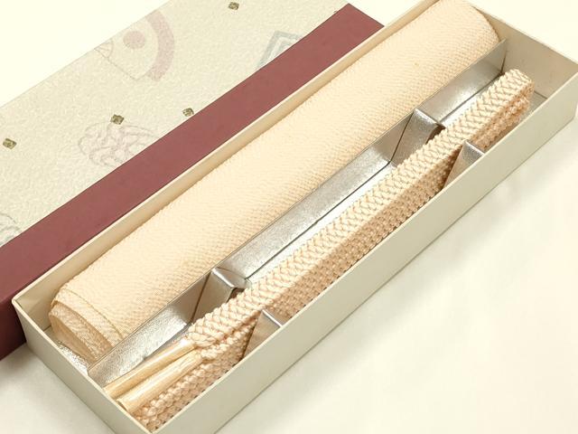 平和屋着物●和装小物　帯締め・帯揚げセット　平組　色無地　薄卵色 　逸品　未使用品あり　AABM2274ay