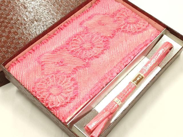 平和屋着物●和装小物　帯締め・帯揚げセット　平組　柄絞り　花柄　あい美苑扱い　逸品　未使用品あり　AABM2284ay