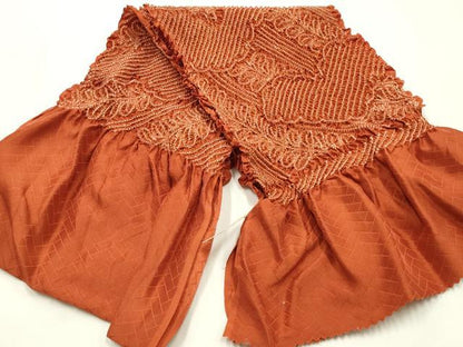 平和屋着物●和装小物　帯締め・帯揚げセット　平組　柄絞り　枝葉文　正絹　逸品　未使用　AABM2290ay