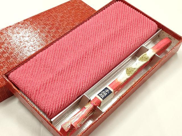 平和屋着物●和装小物　帯締め・帯揚げセット　平組　総絞り　金糸　正絹　逸品　未使用　AABM2292ay