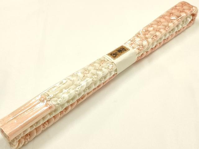 平和屋着物●和装小物　帯締め・帯揚げセット　平組　絞り　七宝文　暈し　正絹　逸品　未使用　AABM2293ay