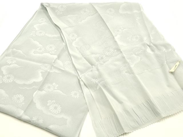 平和屋着物●和装小物　帯締め・帯揚げセット　平組　色無地　霞花地紋　藍白色　逸品　未使用　AABM2303ay