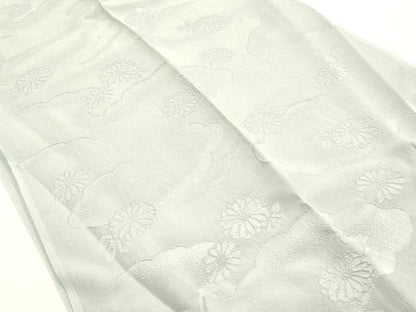 平和屋着物●和装小物　帯締め・帯揚げセット　平組　色無地　霞花地紋　藍白色　逸品　未使用　AABM2303ay