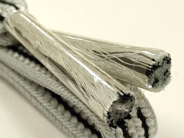 平和屋着物●和装小物　帯締め・帯揚げセット　平組　色無地　霞花地紋　藍白色　逸品　未使用　AABM2303ay