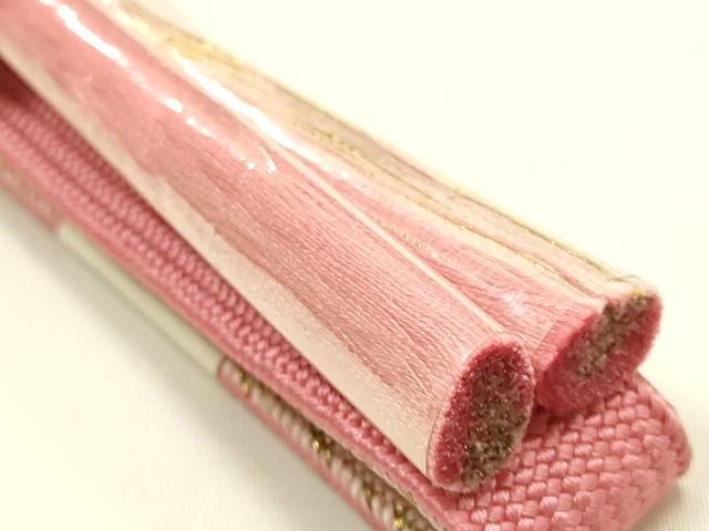 平和屋本店●和装小物　帯締め・帯揚げセット　高麗組 綾出し　舞扇花文　金糸　金銀彩　暈し染め　長尺　正絹　逸品　未使用　AABM2308ay