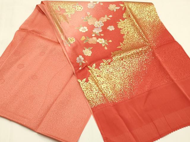 平和屋本店●和装小物　帯締め・帯揚げセット　高麗組　舞花文　金糸　金彩　暈し染め　正絹　逸品　未使用　AABM2311ay