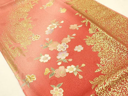 平和屋本店●和装小物　帯締め・帯揚げセット　高麗組　舞花文　金糸　金彩　暈し染め　正絹　逸品　未使用　AABM2311ay