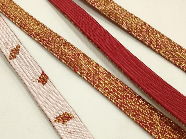 平和屋本店●和装小物　帯締め・帯揚げセット　高麗組　霞花文　金糸　金彩　暈し染め　正絹　逸品　未使用　AABM2314ay